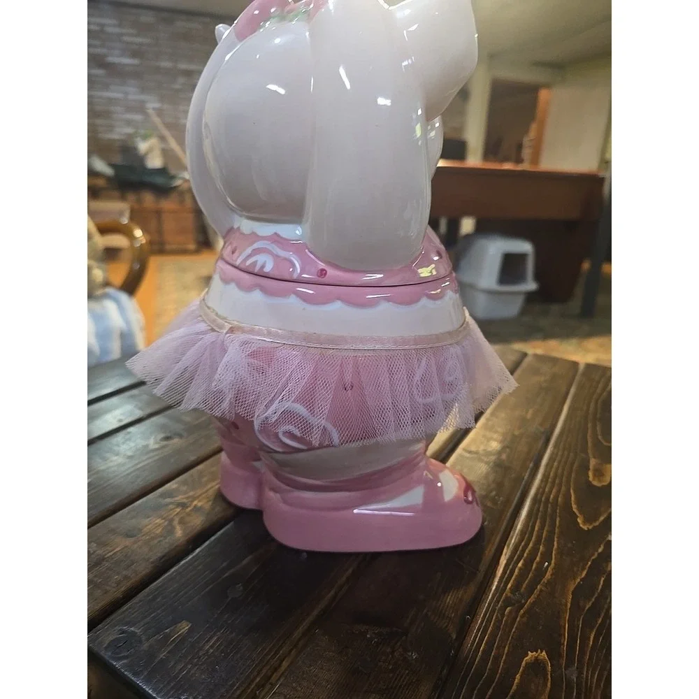 Vintage Ballerina Dancing Pink Pig‎ with Tutu Ceramic Cookie Jar  11 